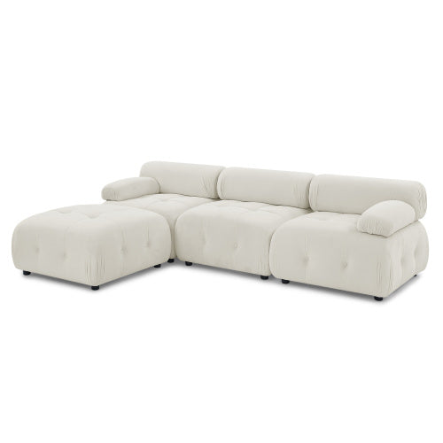 Modular Sectional Sofa, Button Tufted Designed and DIY Combination,L Shaped Couch with Reversible Ottoman, Navy Velvet