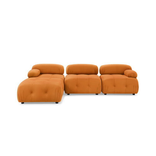 Modular Sectional Sofa, Button Tufted Designed and DIY Combination,L Shaped Couch with Reversible Ottoman, Navy Velvet