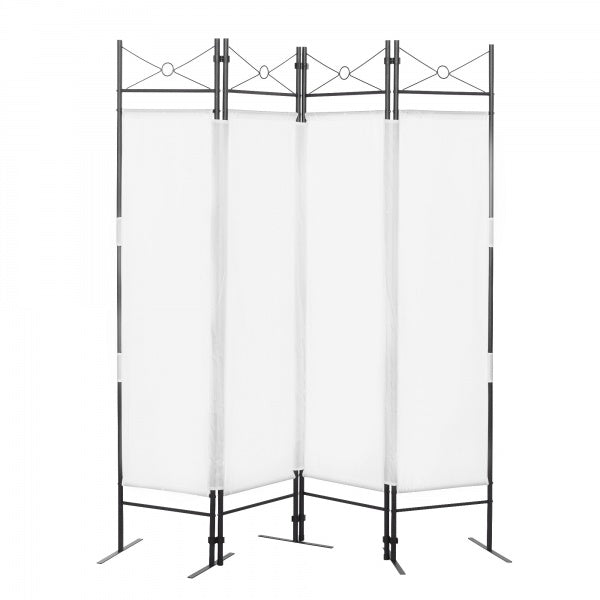 4-Panel Metal Folding Room Divider, 5.94Ft Freestanding Room Screen Partition Privacy Display for Bedroom, Living Room, Office