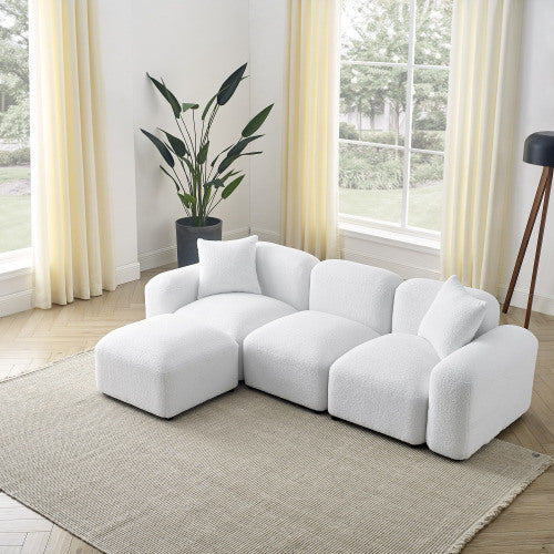 L-Shape Modular Sectional Sofa,DIY Combination,Teddy Fabric