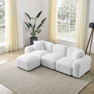 L-Shape Modular Sectional Sofa,DIY Combination,Teddy Fabric