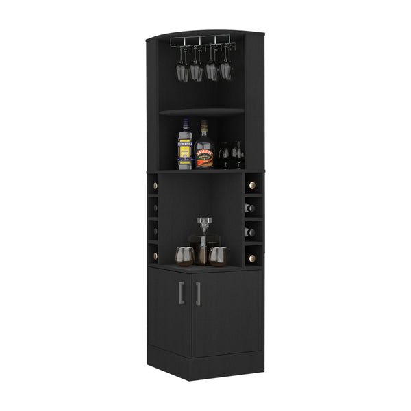 Wenzel 8-Bottle 2-Shelf Bar Cabinet Black Wengue