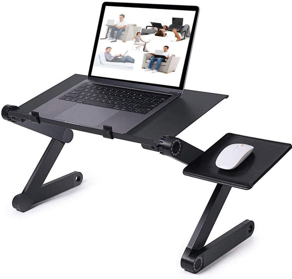 Adjustable Laptop Desk, RAINBEAN Laptop Stand for Bed Portable Lap Desk Foldable Table Workstation Notebook Riser with Mouse Pad, Ergonomic Computer Tray Reading Holder Bed Tray Standing Desk