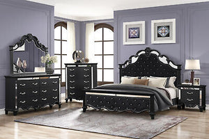 Milan King 6 Pc Tufted Upholstery Bedroom set made with Wood in Black