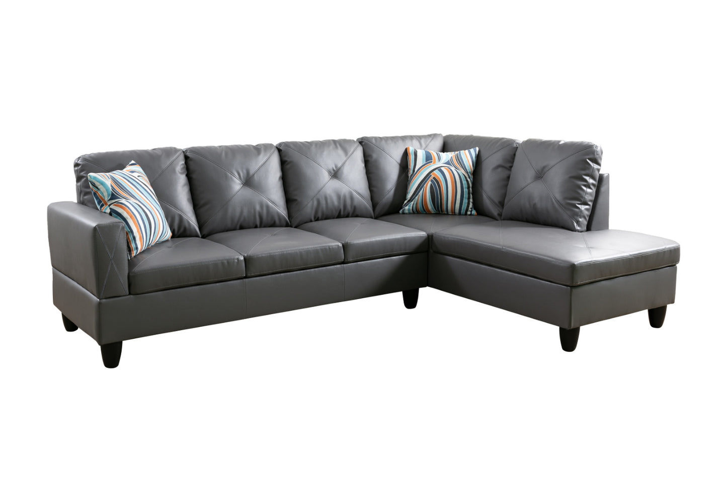 Dark Grey Semi PU Synthetic Leather Sofa Living Room Sofa