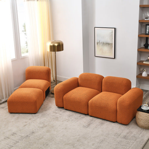 L-Shape Modular Sectional Sofa,DIY Combination,Teddy Fabric