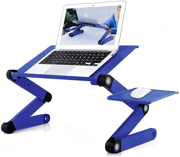 Adjustable Laptop Desk, RAINBEAN Laptop Stand for Bed Portable Lap Desk Foldable Table Workstation Notebook Riser with Mouse Pad, Ergonomic Computer Tray Reading Holder Bed Tray Standing Desk