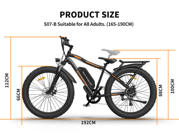 AOSTIRMOTOR S07-B 26&quot; 750W Electric Bike Fat Tire P7 48V 13AH Removable Lithium Battery for Adults with Detachable Rear Rack Fender(Black)