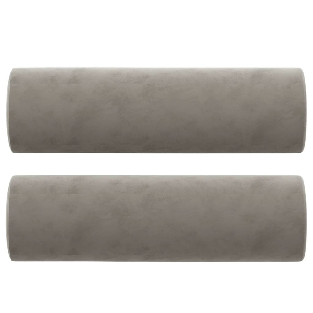 3 Piece Sofa Set with Throw Pillows&Cushions Light Gray Velvet