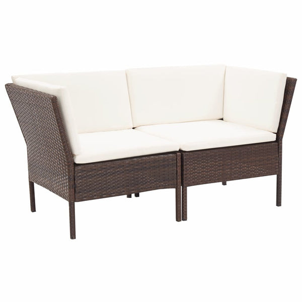 6 Piece Garden Lounge Set with Cushions Poly Rattan Brown