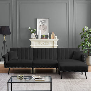 BLACK SECTIONAL SOFA BED