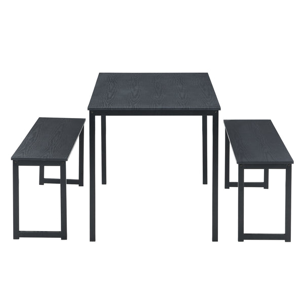 3 Piece Dining Set;  Kitchen Table with Benches