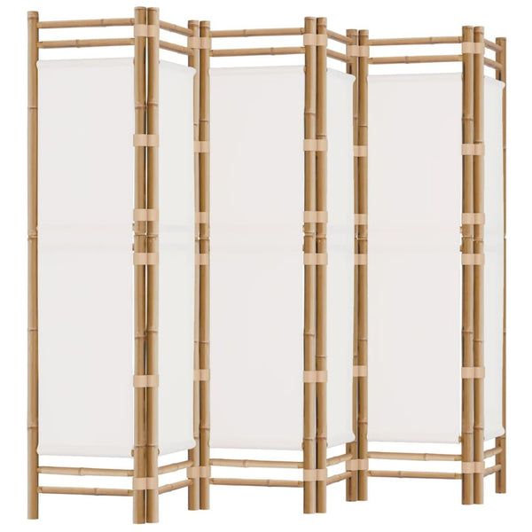 Folding 6-Panel Room Divider 94.5" Bamboo and Canvas