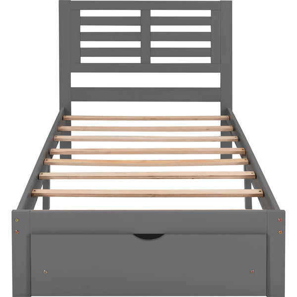 Twin Size Platform Bed with Drawer, Gray(New, expected to arrive on March 15) RT