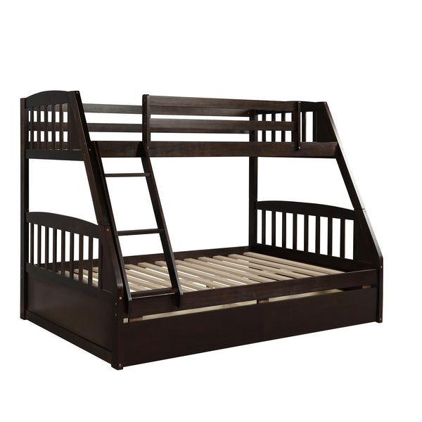 Solid Wood Twin Over Full Bunk Bed with Two Storage Drawers