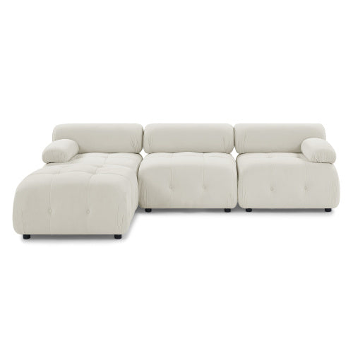 Modular Sectional Sofa, Button Tufted Designed and DIY Combination,L Shaped Couch with Reversible Ottoman, Navy Velvet