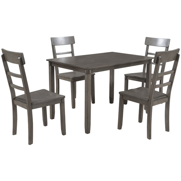 5-piece Kitchen Dining Table Set Wood Table and Chairs Set for Dining Room (Gray)