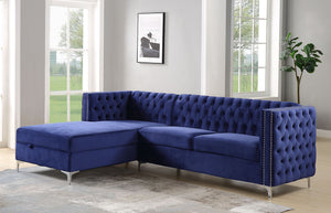 Sullivan Sectional Sofa; Navy Blue Velvet 55490