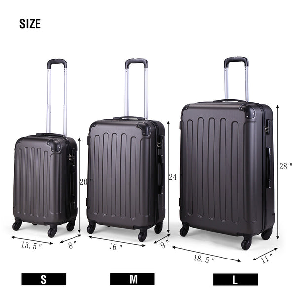 3-Piece Luggage Expandable Lightweight Travel Suitcase Set with Code Lock, Spinner Wheels, 20/24/28 Inches