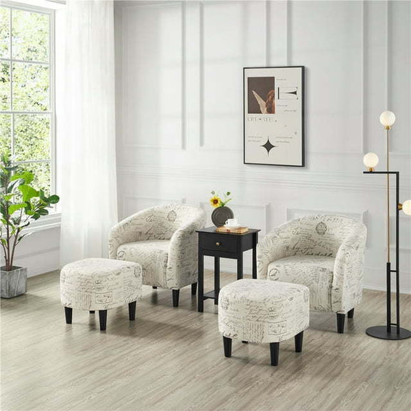 Barrel Accent Chair with Ottoman