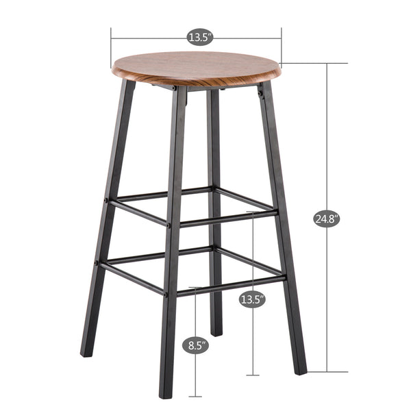 Modern Counter Height Dining Set Compact Kitchen Table and Chairs Set PVC Wood Grain Simple Bar Table Tound Bar Stool (One Table and Two Stools)