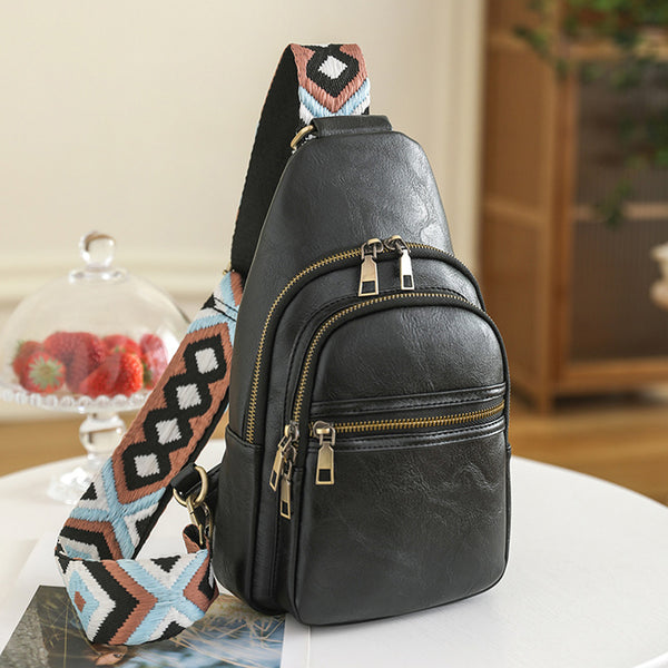 Sling Bag for Women Crossbody Purses Trendy PU Leather Small Sling Backpack Chest Bag for Women