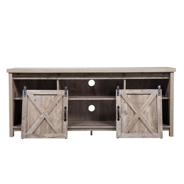 Modern Farmhouse Barn Wood Stand tv cabinet with Cabinet Doors TV's up ,Storage Cabinet Doors and Shelves, Entertainment Cente XH