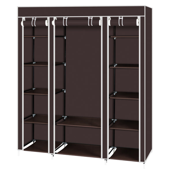 69" Portable Clothes Closet Wardrobe Storage Organizer with Non-Woven Fabric Quick and Easy to Assemble Extra Strong and Durable Dark Brown