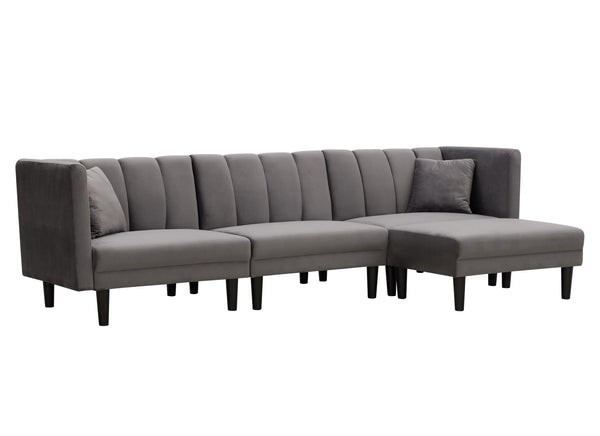 REVERSIBLE SECTIONAL SOFA SLEEPER WITH 2 PILLOWS  VELVET