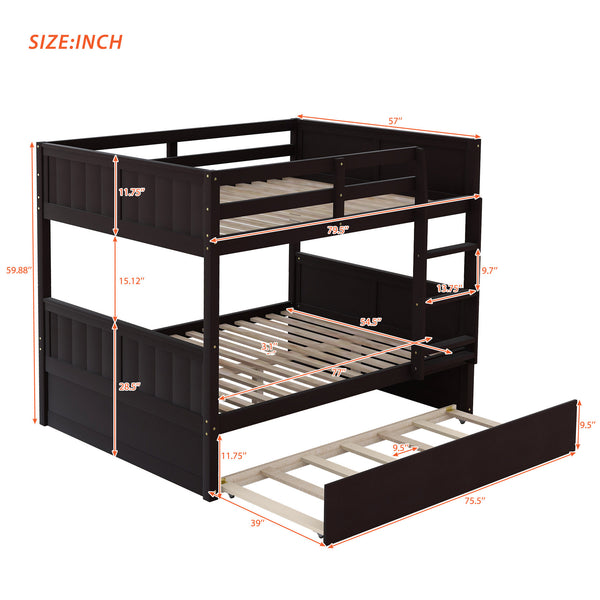 Full Over Full Bunk Bed with Twin Size Trundle