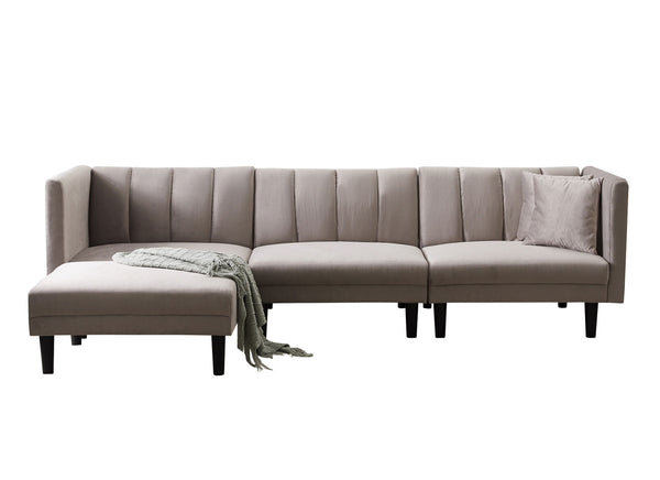 REVERSIBLE SECTIONAL SOFA SLEEPER WITH 2 PILLOWS  VELVET