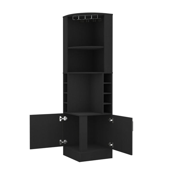 Wenzel 8-Bottle 2-Shelf Bar Cabinet Black Wengue