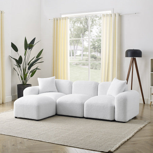 L-Shape Modular Sectional Sofa,DIY Combination,Teddy Fabric