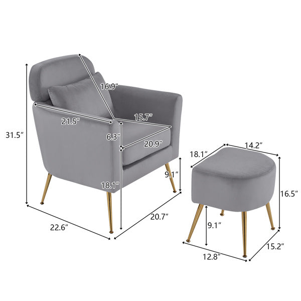 Half Disassembled Single Chair With Gold Feet And Pedals Flannelette Indoor Leisure Chair Dark Gray