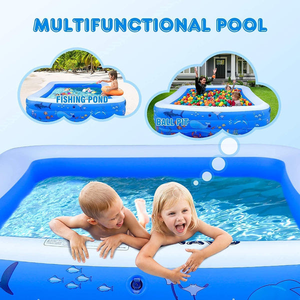 Inflatable Swimming Pools, FUNAVO Inflatable Pool for Kids, Kiddie, Toddler, Adults, 100" X71" X22" Family Full-Sized Swimming Pool, Lounge Pool for Outdoor, Backyard, Garden, Indoor, Lounge