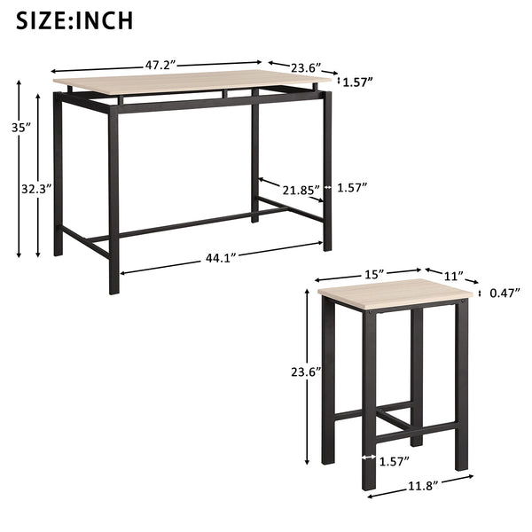 Dining Table with 4 Chairs; 5 Piece Dining Set with Counter and Pub Height