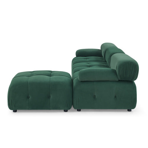 Modular Sectional Sofa, Button Tufted Designed and DIY Combination,L Shaped Couch with Reversible Ottoman, Navy Velvet