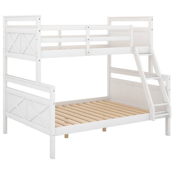 Twin over Full Bunk Bed with ladder, Safety Guardrail, Perfect for Bedroom, Gray