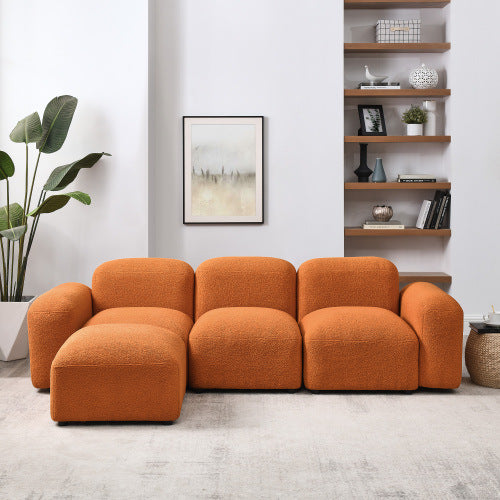 L-Shape Modular Sectional Sofa,DIY Combination,Teddy Fabric