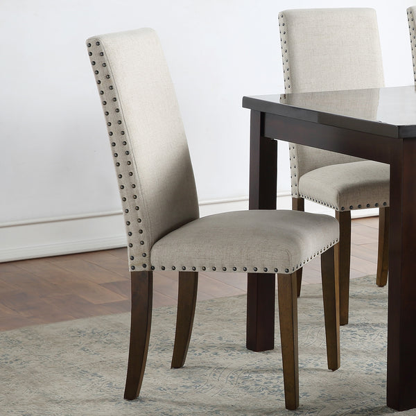 Upholstered Dining Chairs - Dining Chairs Set of 2 Fabric Dining Chairs with Copper Nails