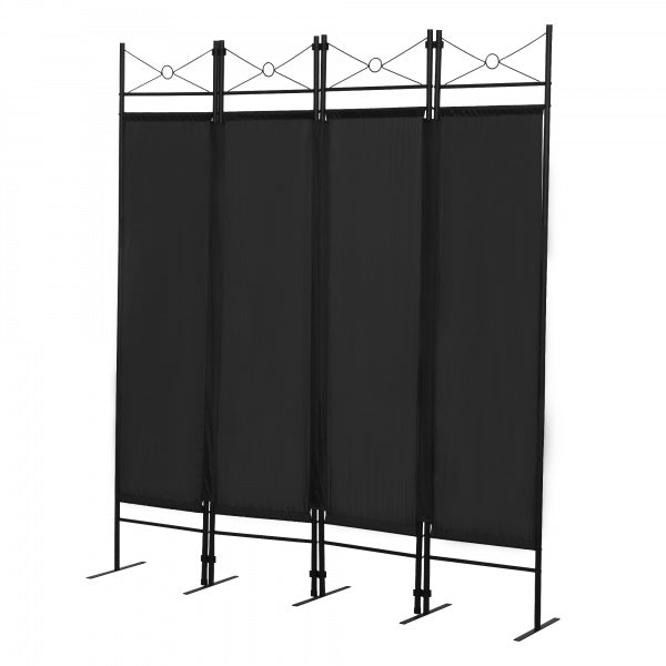 4-Panel Metal Folding Room Divider, 5.94Ft Freestanding Room Screen Partition Privacy Display for Bedroom, Living Room, Office