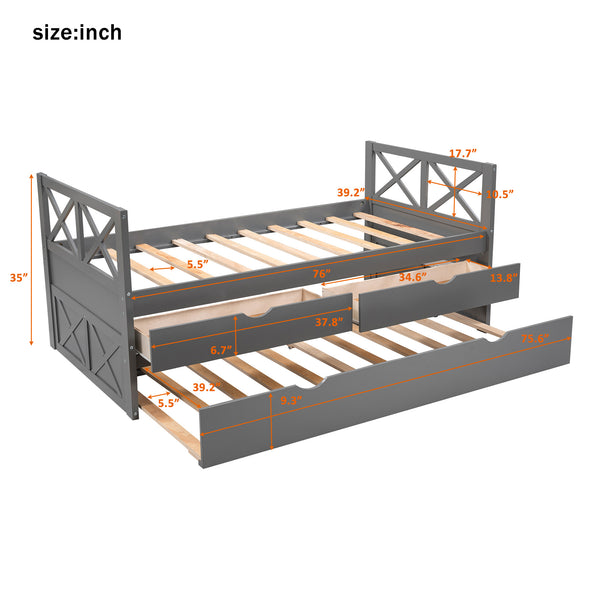 Multi-Functional Daybed with Drawers and Trundle