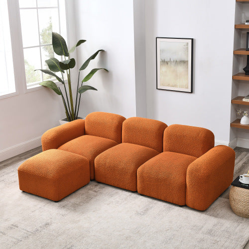 L-Shape Modular Sectional Sofa,DIY Combination,Teddy Fabric