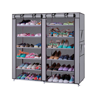 6-Row 2-Line 12 Lattices Non-Woven Fabric Shoe Rack with Non-Woven Fabric RT