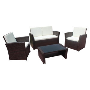 4Pcs Outdoor Rattan PE Wicker Patio Furniture Set Sectional Sofa Chair Table New