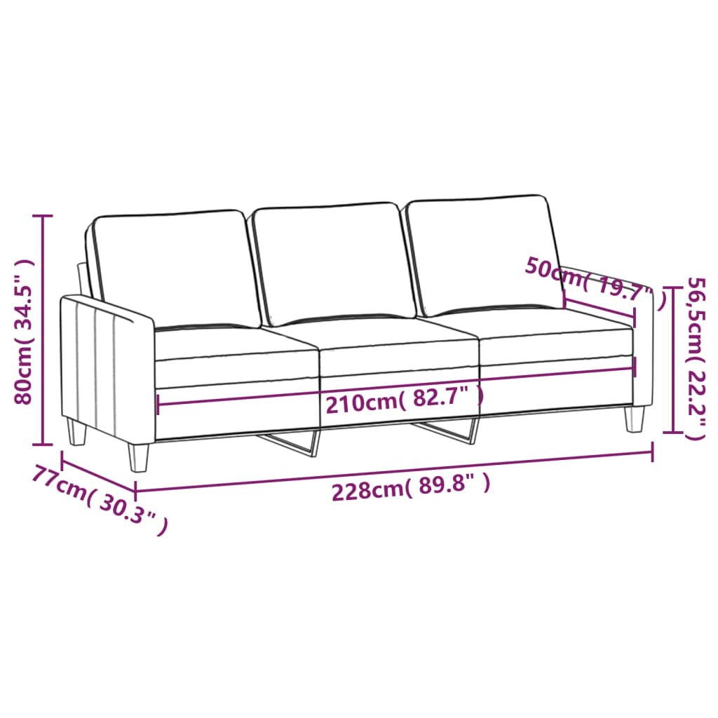 3-Seater Sofa Light Gray 82.7" Fabric