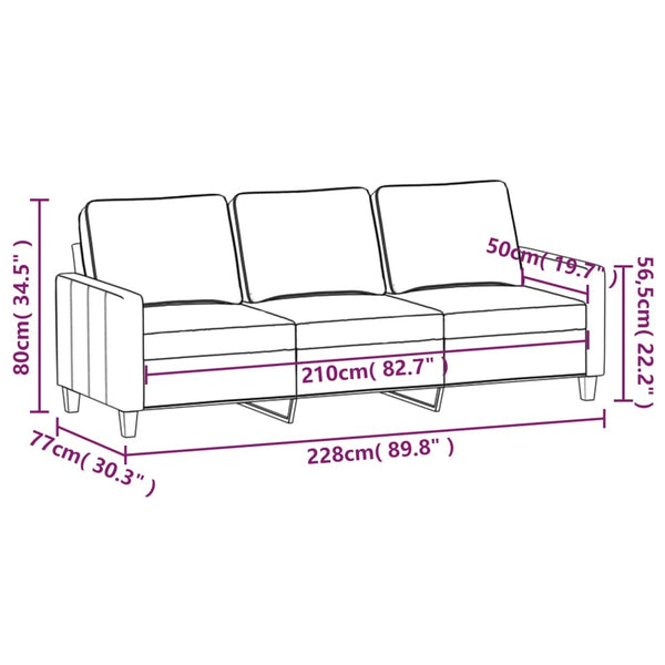 3-Seater Sofa Light Gray 82.7" Fabric