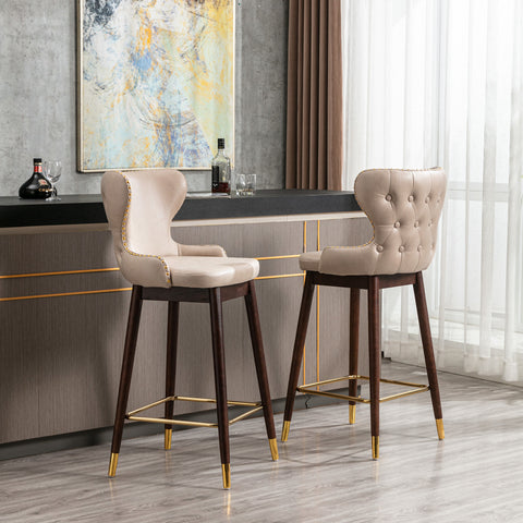 Furniture,29.9\\\\\\\" Modern Leathaire Fabric bar chairs, Tufted Gold Nailhead Trim Gold Decoration Bar stools,Set of 2