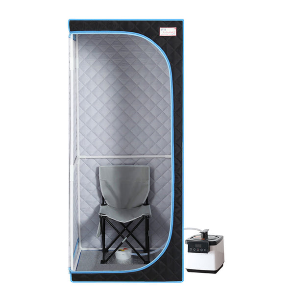 Full Size Portable Black Steam Sauna tent–Personal Home Spa;  with Steam Generator;  Remote Control;  Foldable Chair;  Timer and PVC Pipe Connector Easy to Install.Fast heating