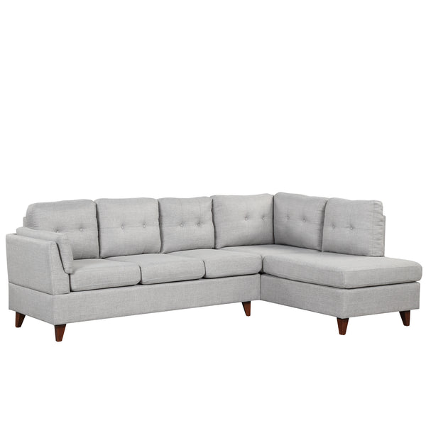 97.2" Modern Linen Fabric Sofa, L-Shape Couch with Chaise Lounge,Sectional Sofa with one Lumbar Pad,Gray